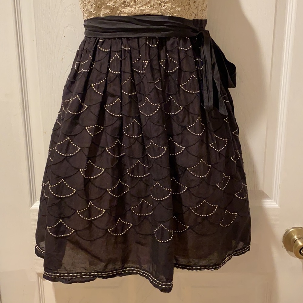 Anthropologie Meadow Rue Battenberg & Organdy mini dress in black white 6 - Picture 7 of 16